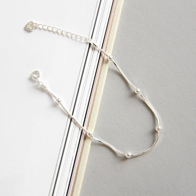 Lovcia 925 Sterling Silver Beads Snake Chain Bracelet 160mm-Bracelets-Rhodium-Rhodium