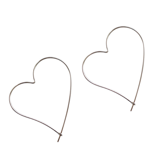 Lovcia 925 Sterling Silver Big Heart Hoop Earrings-Earrings-Rhodium-