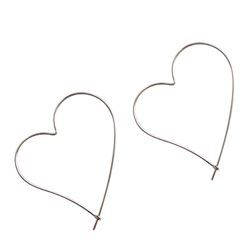 Lovcia 925 Sterling Silver Big Heart Hoop Earrings-Earrings-Rhodium-