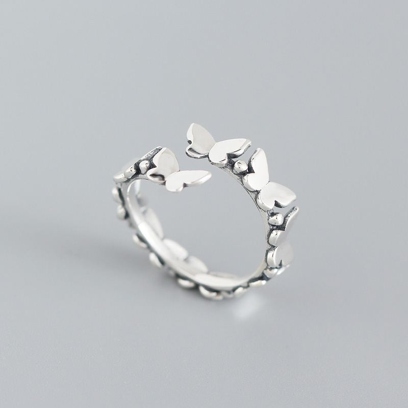 Lovcia 925 Sterling Silver Butterflies Style Adjustable Ring-Rings-