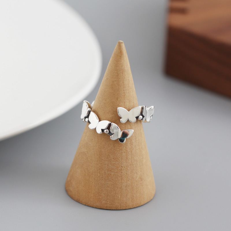 Lovcia 925 Sterling Silver Butterflies Style Adjustable Ring-Rings-