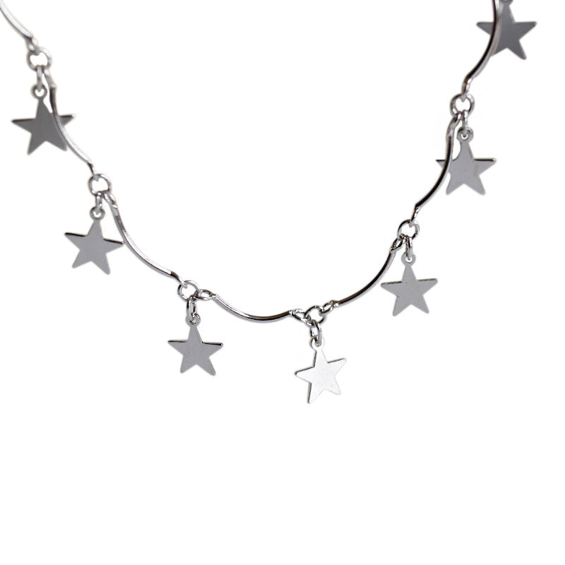 Lovcia 925 Sterling Silver Clavicle Necklace Star 7mm-Necklaces-