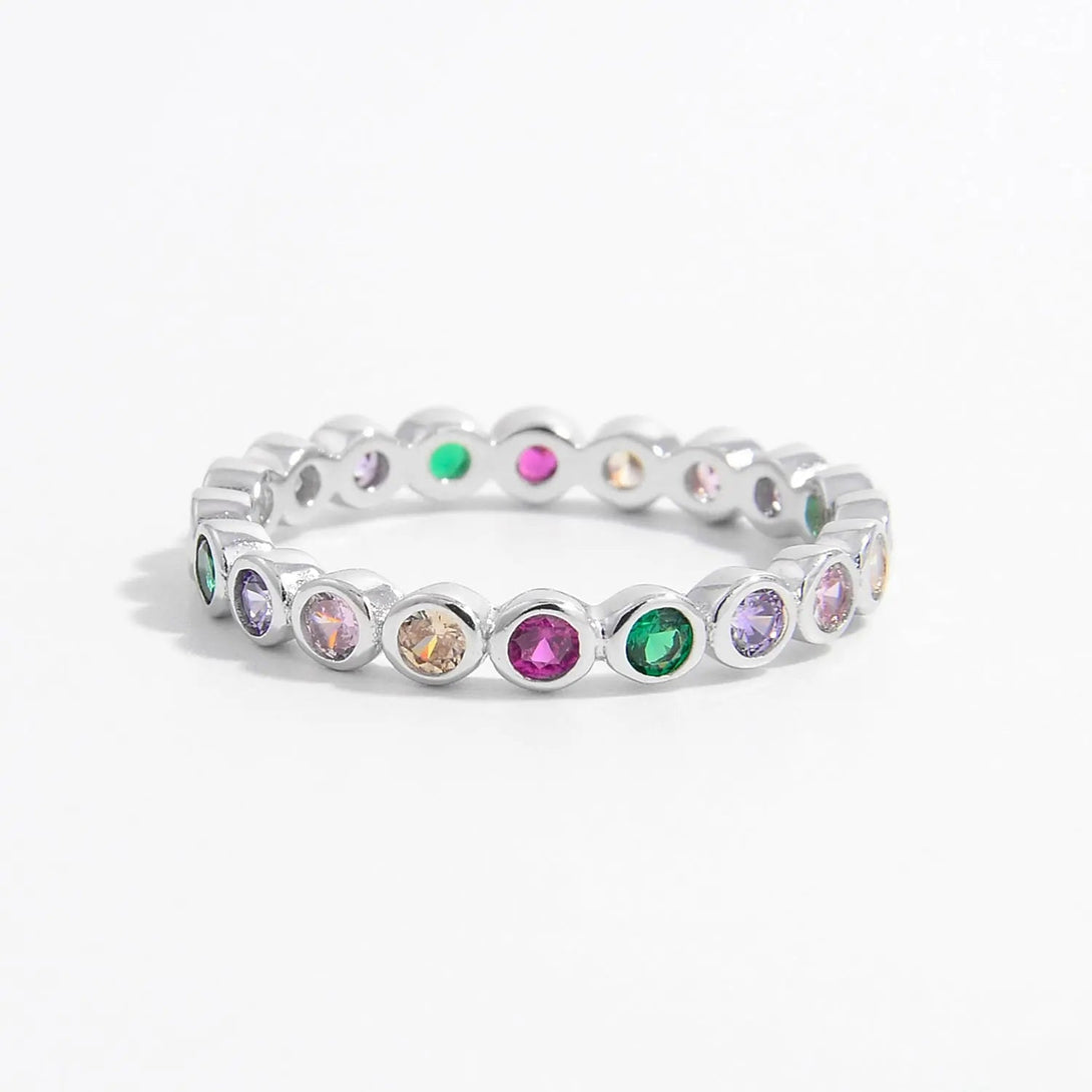 Lovcia 925 Sterling Silver Contrast Zircon Ring-Rings-Silver-6-Silver