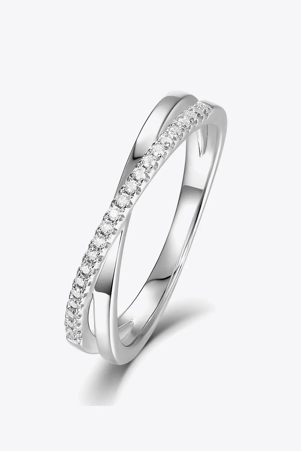 Lovcia 925 Sterling Silver Crisscross Moissanite Ring-Rings-Silver-5-Silver