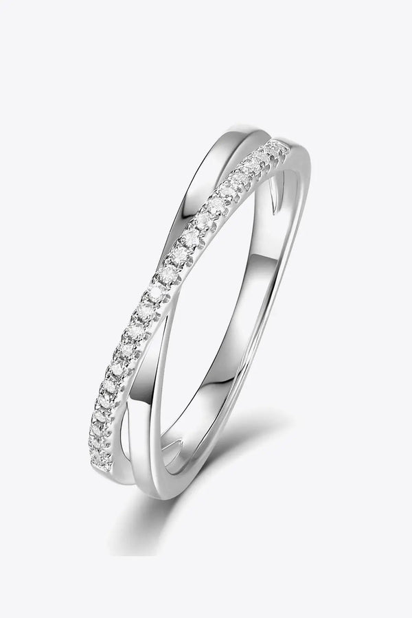 Lovcia 925 Sterling Silver Crisscross Moissanite Ring-Rings-Silver-5-Silver