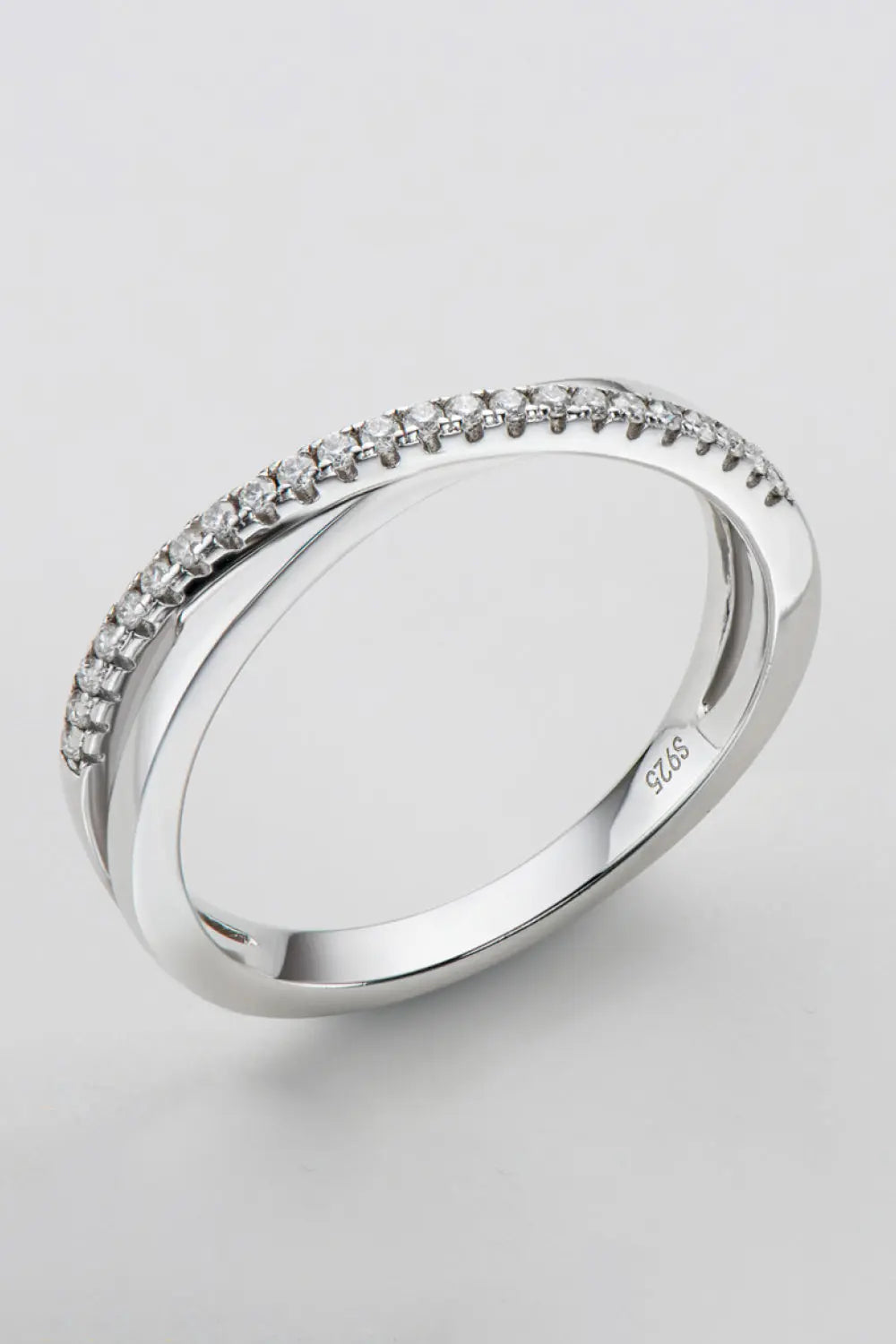 Lovcia 925 Sterling Silver Crisscross Moissanite Ring-Rings-Silver-5-Silver