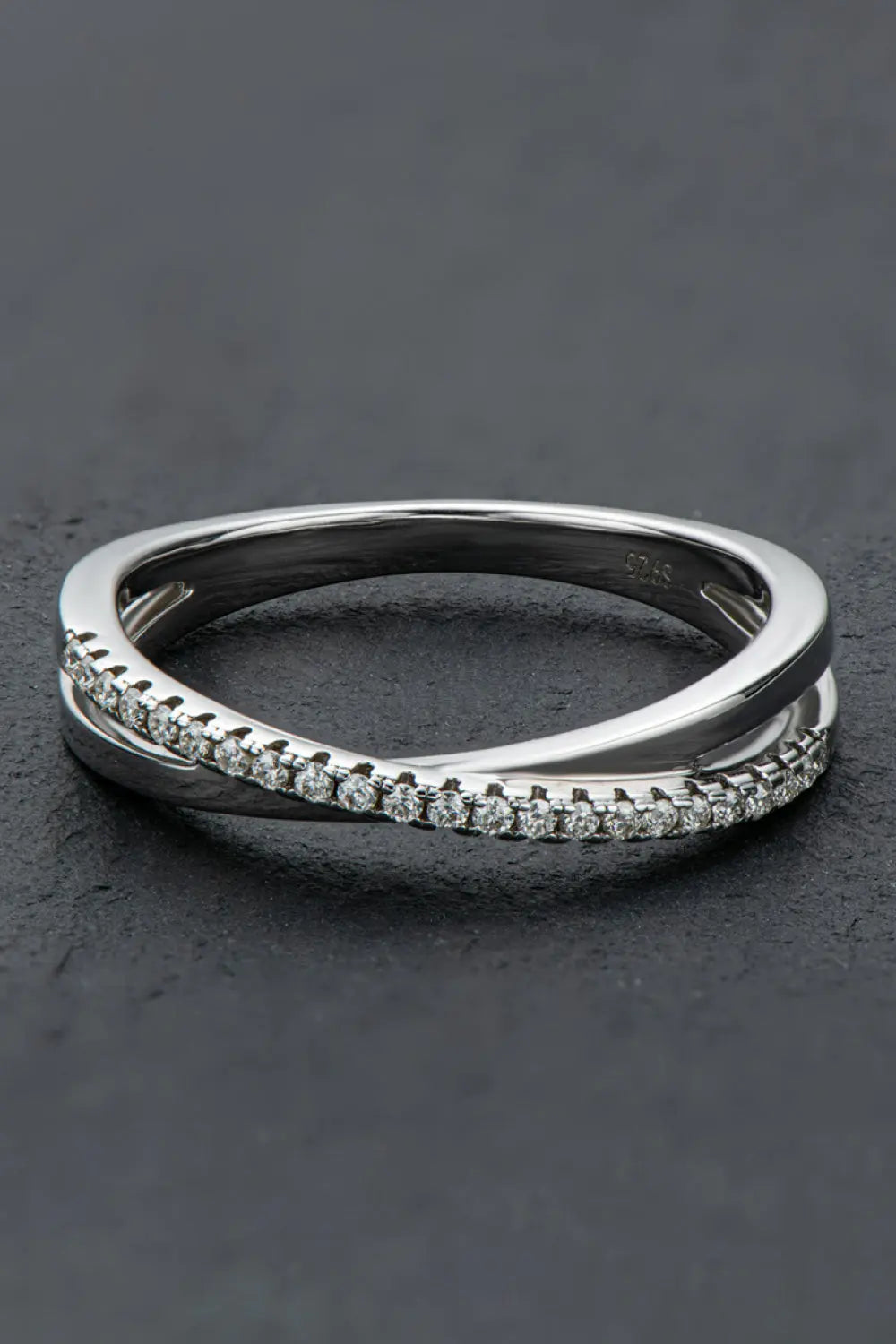 Lovcia 925 Sterling Silver Crisscross Moissanite Ring-Rings-Silver-5-Silver