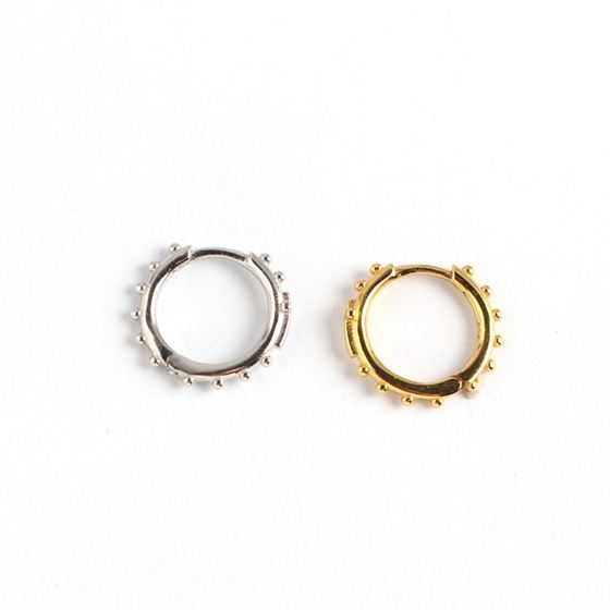 Lovcia 925 Sterling Silver Cross Beads Hoop Earrings 14mm-Earrings-Yellow Gold-