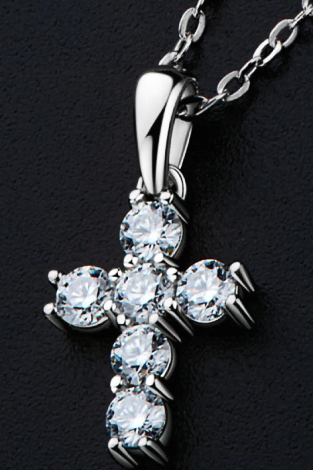 Lovcia 925 Sterling Silver Cross Moissanite Pendant Necklace-Necklaces-Silver-One Size-Silver