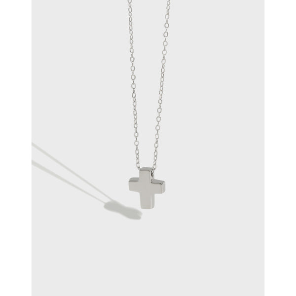 Lovcia 925 Sterling Silver Cross Necklace Pendant 7.7x9mm-Necklaces-Rhodium-Rhodium