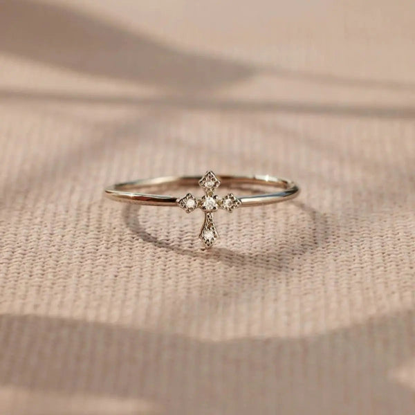 Lovcia 925 Sterling Silver Cross Ring-Rings-Silver-6-Silver