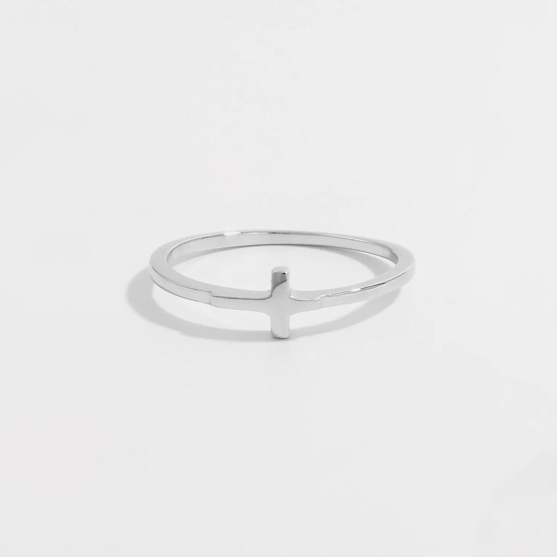 Lovcia 925 Sterling Silver Cross Ring-Rings-Silver-6-Silver