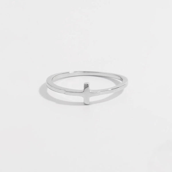 Lovcia 925 Sterling Silver Cross Ring-Rings-Silver-6-Silver