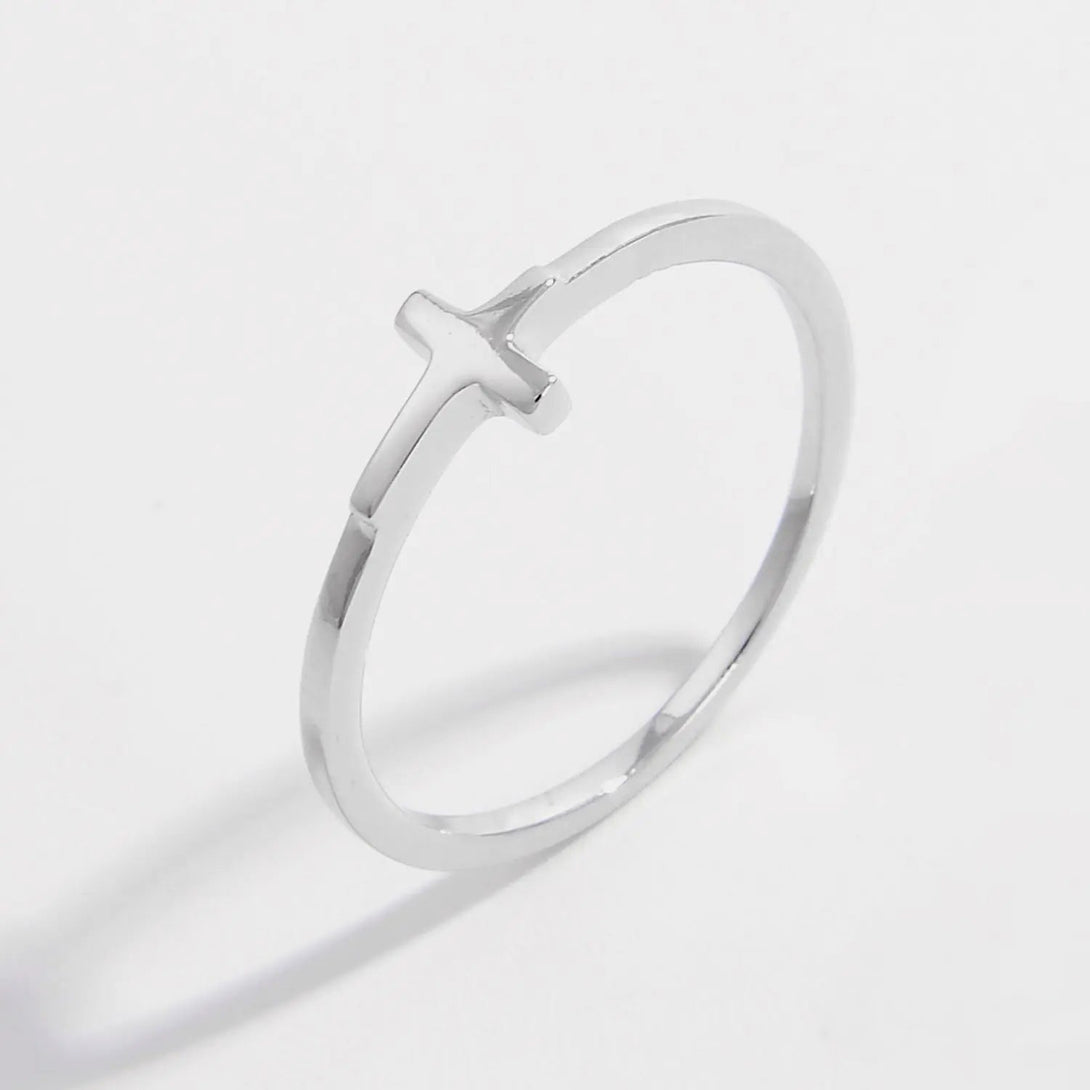 Lovcia 925 Sterling Silver Cross Ring-Rings-Silver-6-Silver
