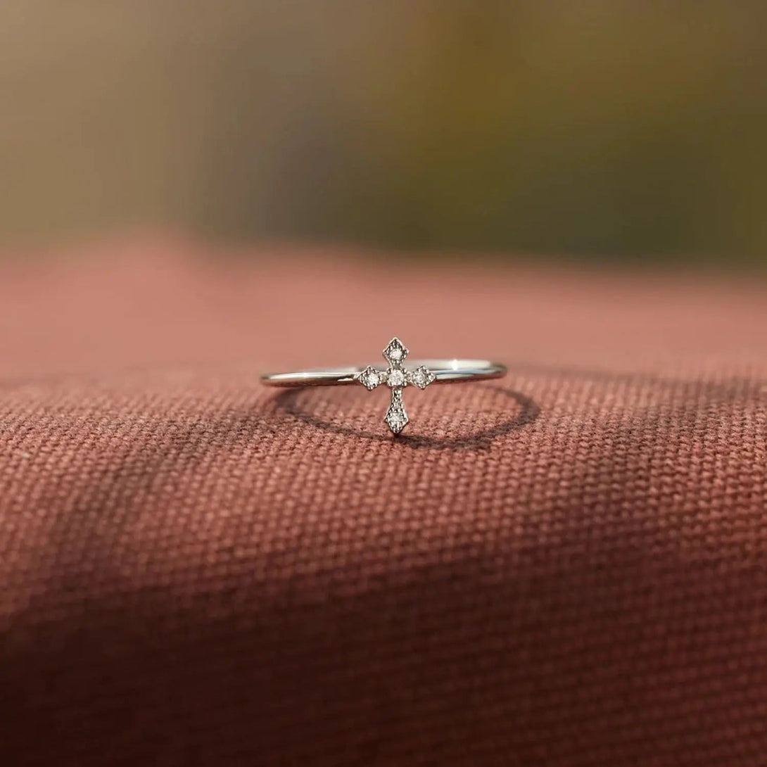 Lovcia 925 Sterling Silver Cross Ring-Rings-Silver-6-Silver