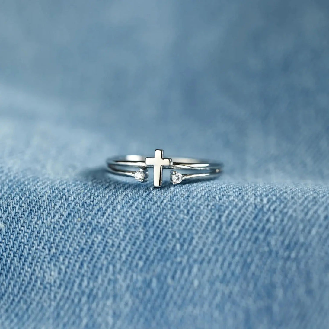 Lovcia 925 Sterling Silver Cross Ring-Rings-Silver-One Size-Silver