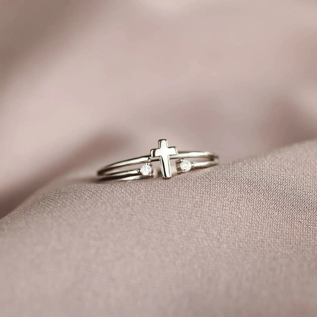 Lovcia 925 Sterling Silver Cross Ring-Rings-Silver-One Size-Silver