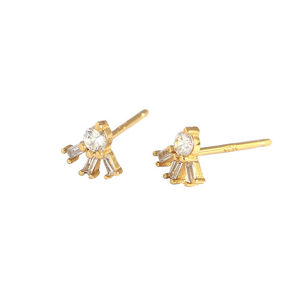 Lovcia 925 Sterling Silver Cubic Zirconia Stud Earrings Gold-Earrings-Yellow Gold-