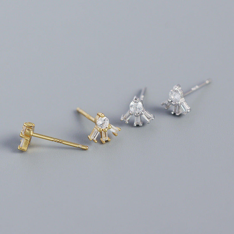 Lovcia 925 Sterling Silver Cubic Zirconia Stud Earrings Gold-Earrings-Yellow Gold-