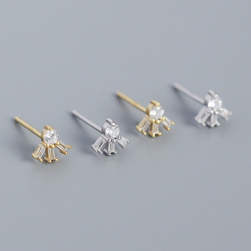 Lovcia 925 Sterling Silver Cubic Zirconia Stud Earrings Gold-Earrings-Yellow Gold-