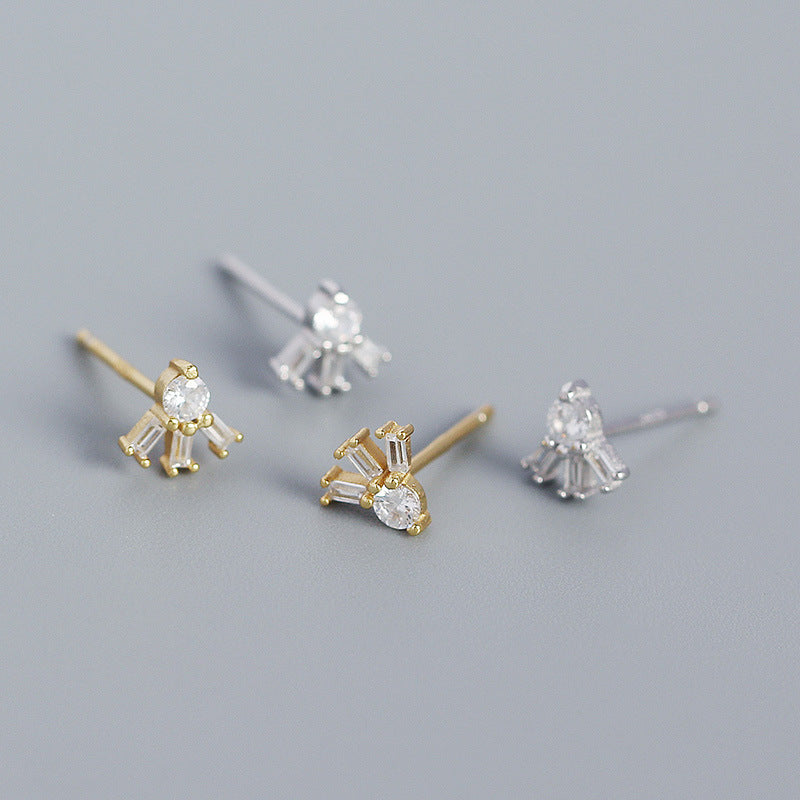 Lovcia 925 Sterling Silver Cubic Zirconia Stud Earrings Gold-Earrings-Yellow Gold-
