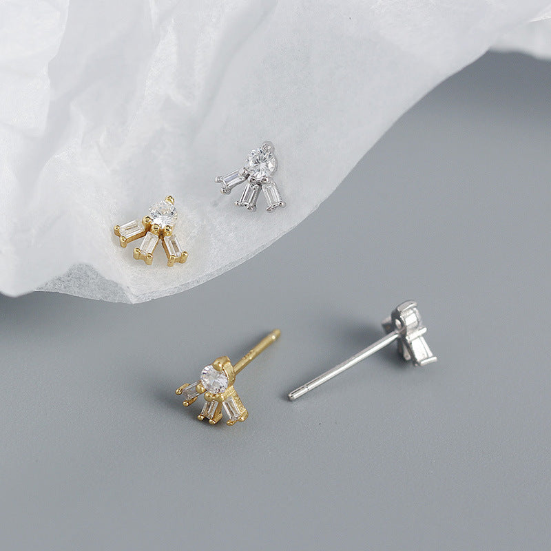 Lovcia 925 Sterling Silver Cubic Zirconia Stud Earrings Gold-Earrings-Yellow Gold-