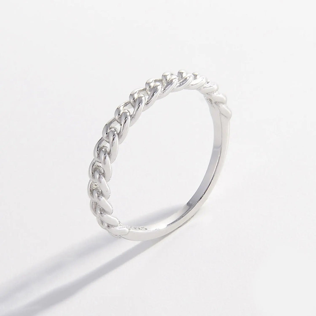 Lovcia 925 Sterling Silver Curb Chain Ring-Rings-Silver-6-Silver