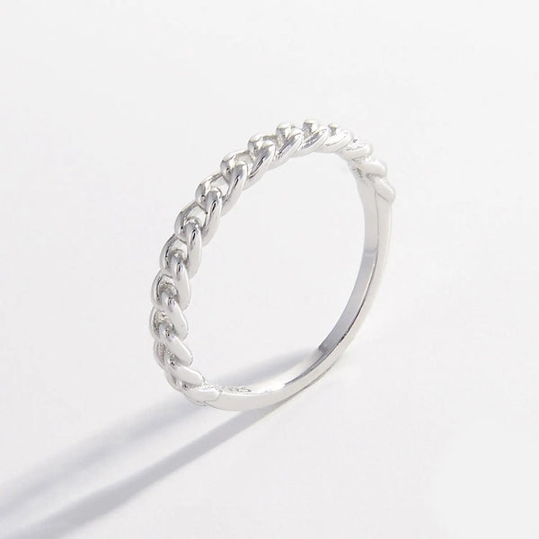 Lovcia 925 Sterling Silver Curb Chain Ring-Rings-Silver-6-Silver