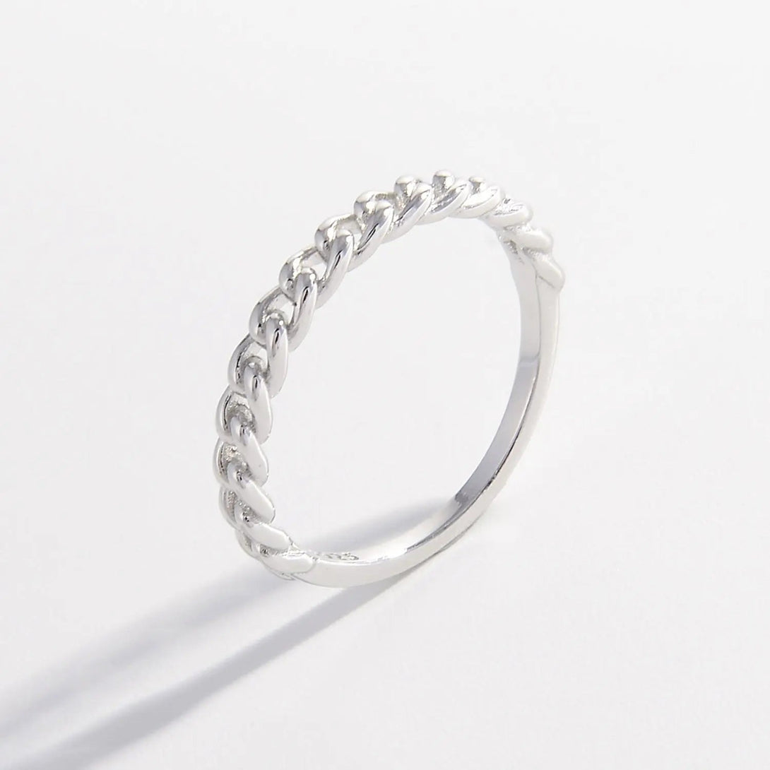 Lovcia 925 Sterling Silver Curb Chain Ring-Rings-Silver-6-Silver