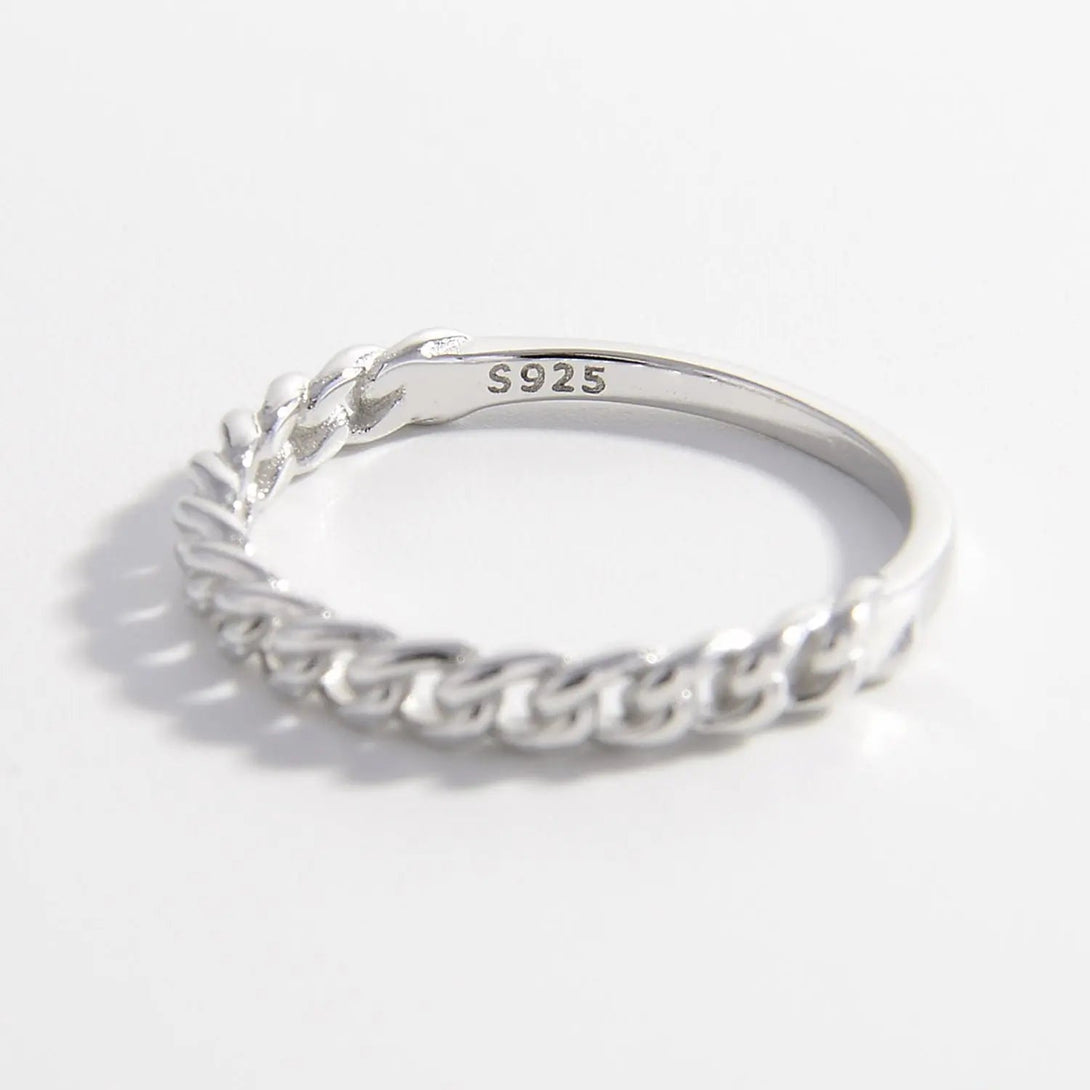 Lovcia 925 Sterling Silver Curb Chain Ring-Rings-Silver-6-Silver