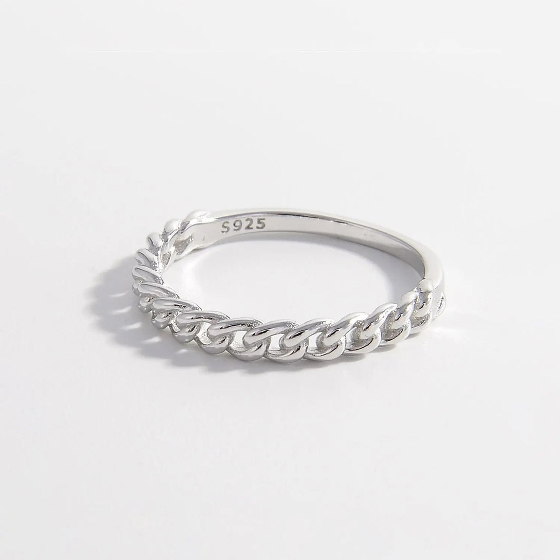 Lovcia 925 Sterling Silver Curb Chain Ring-Rings-Silver-6-Silver