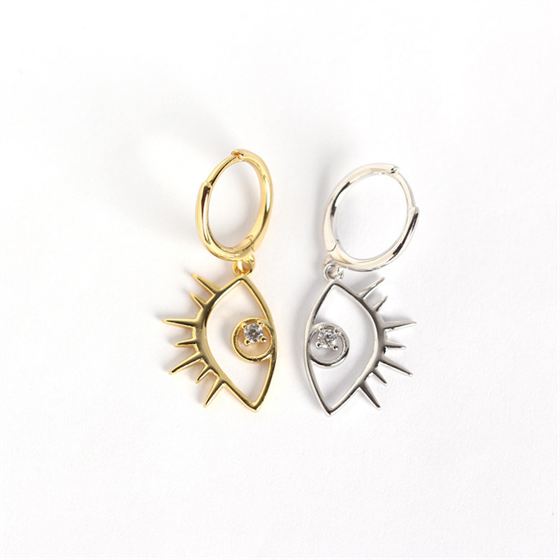 Lovcia 925 Sterling Silver CZ Big Eye Leverback Earrings-Earrings-Yellow Gold-