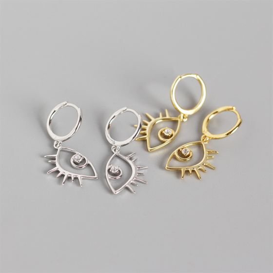 Lovcia 925 Sterling Silver CZ Big Eye Leverback Earrings-Earrings-Yellow Gold-