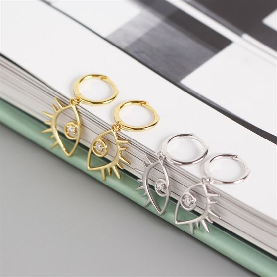 Lovcia 925 Sterling Silver CZ Big Eye Leverback Earrings-Earrings-Yellow Gold-
