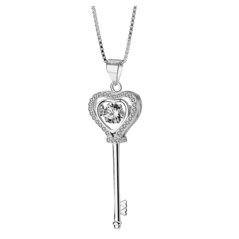 Lovcia 925 Sterling Silver CZ Heart Key DIY Pendant 42mm-Jewelry Making Kits-