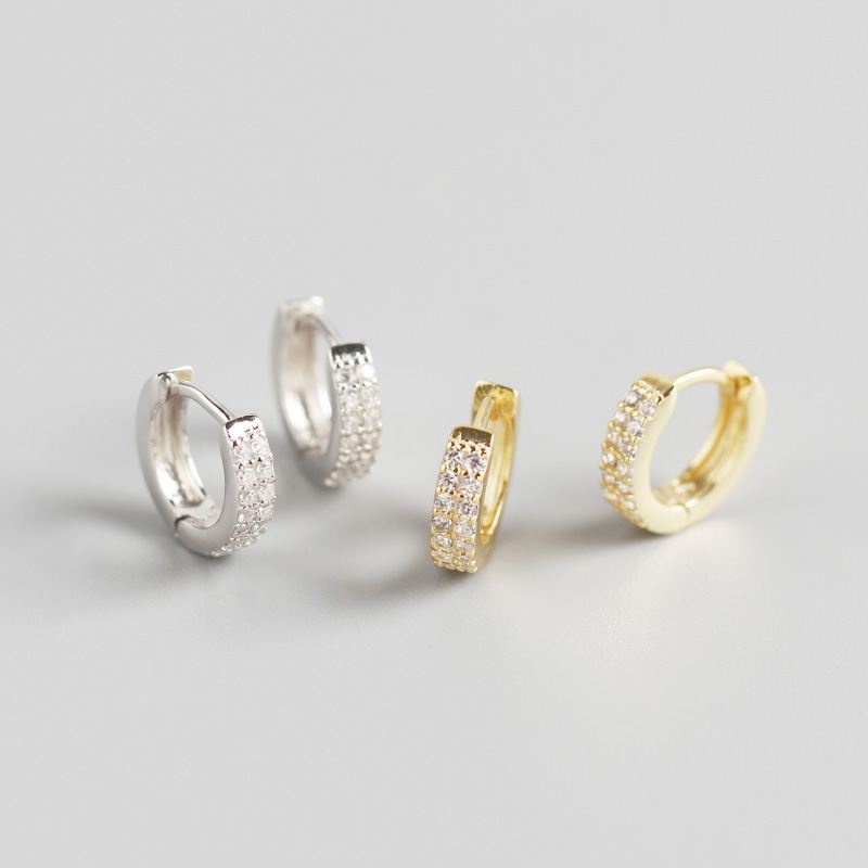 Lovcia 925 Sterling Silver CZ Huggie Hoop Earrings Gold-Earrings-Yellow Gold-Yellow Gold
