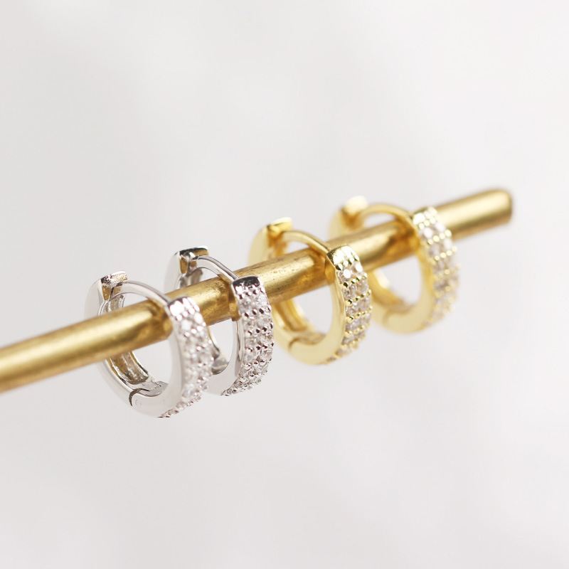 Lovcia 925 Sterling Silver CZ Huggie Hoop Earrings Gold-Earrings-Yellow Gold-Yellow Gold