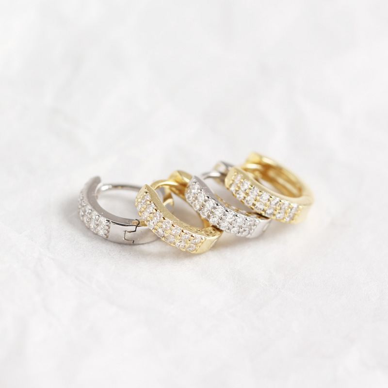 Lovcia 925 Sterling Silver CZ Huggie Hoop Earrings Gold-Earrings-Yellow Gold-Yellow Gold