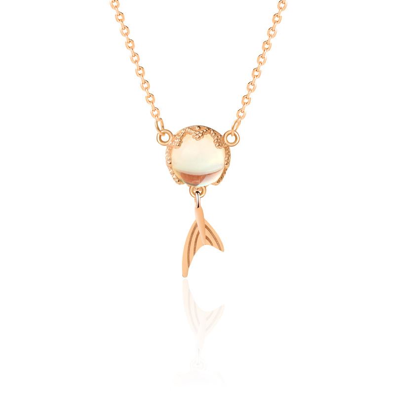 Lovcia 925 Sterling Silver CZ Mermaid Necklace Gold Tone-Necklaces-