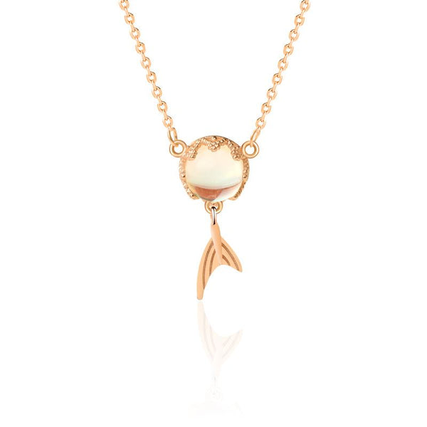 Lovcia 925 Sterling Silver CZ Mermaid Necklace Gold Tone-Necklaces-