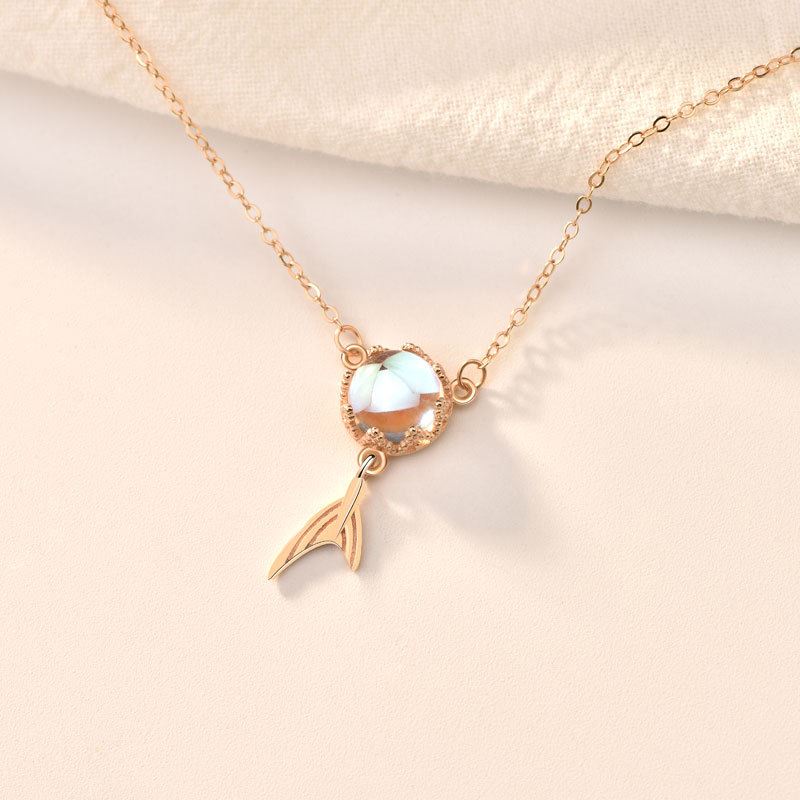 Lovcia 925 Sterling Silver CZ Mermaid Necklace Gold Tone-Necklaces-