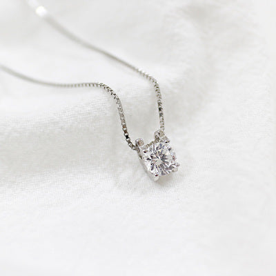 Lovcia 925 Sterling Silver CZ Necklace 405mm Adjustable-Necklaces-Rhodium-