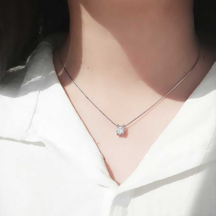 Lovcia 925 Sterling Silver CZ Necklace 405mm Adjustable-Necklaces-Rhodium-Rhodium