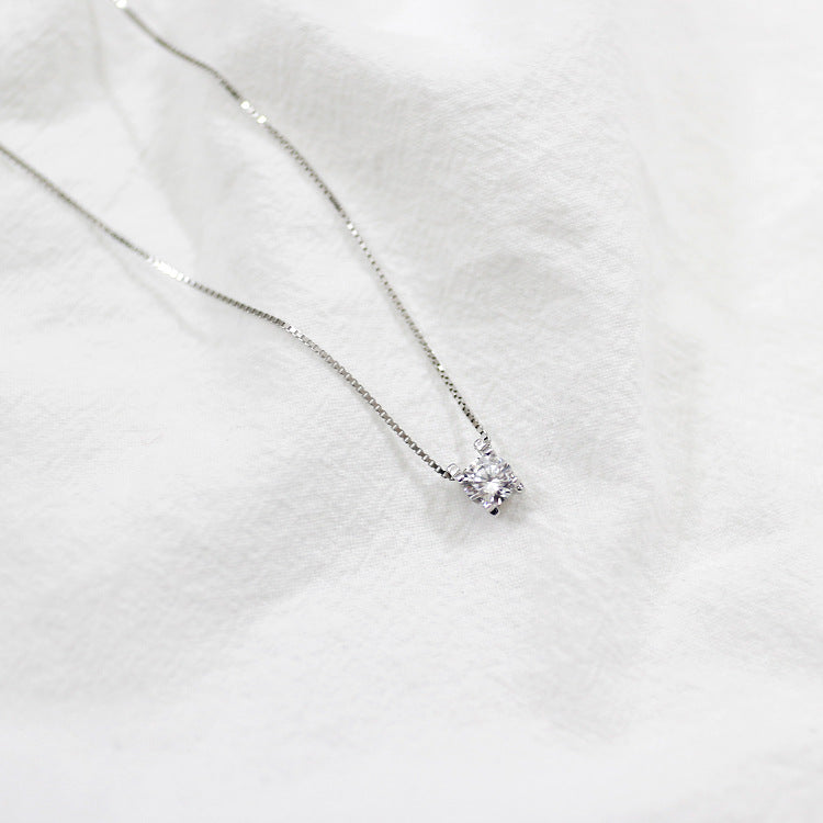 Lovcia 925 Sterling Silver CZ Necklace 405mm Adjustable-Necklaces-Rhodium-Rhodium