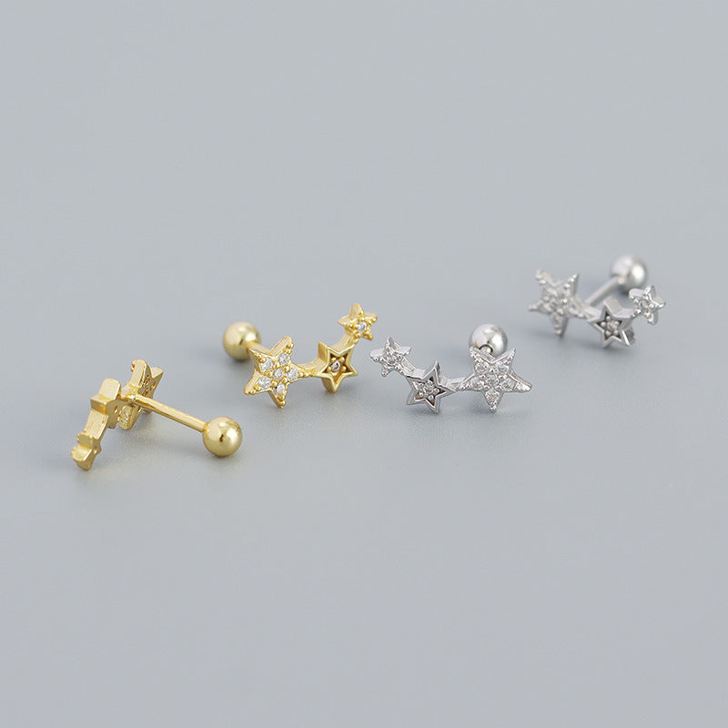 Lovcia 925 Sterling Silver CZ Star Gold Stud Earrings-Earrings-Yellow Gold-