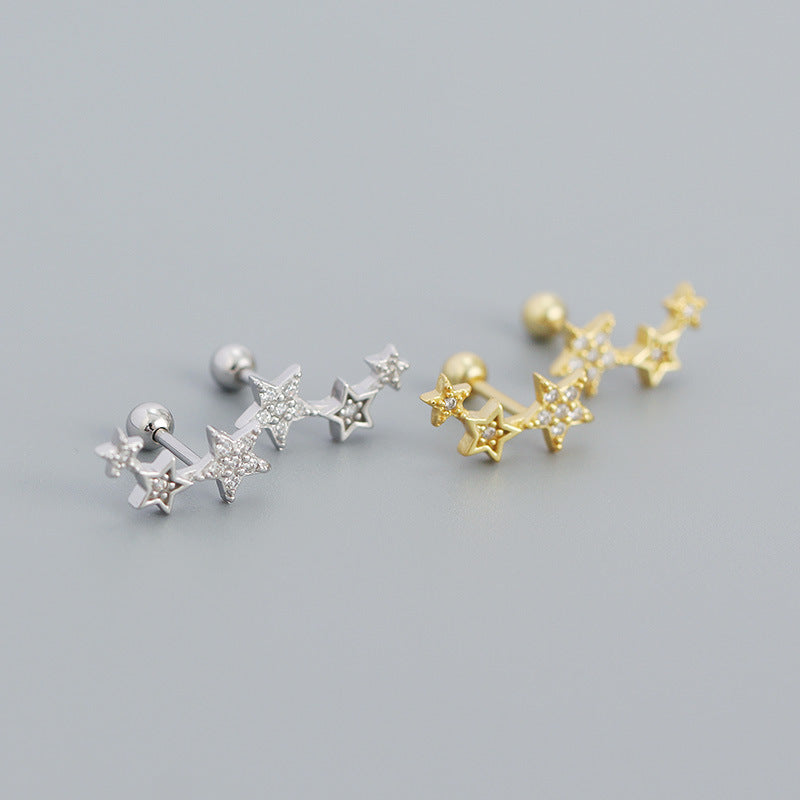 Lovcia 925 Sterling Silver CZ Star Gold Stud Earrings-Earrings-Yellow Gold-