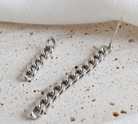 Lovcia 925 Sterling Silver Dangling Earrings Chain 4mm-Earrings-Silver-Silver