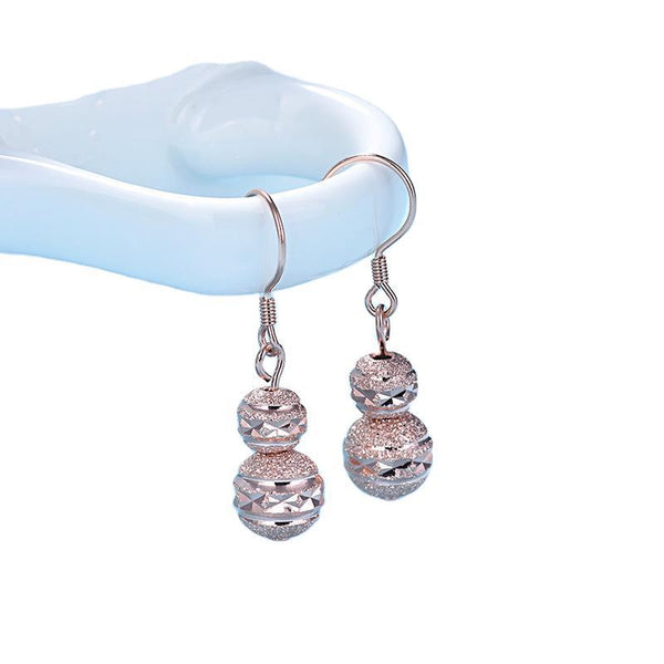 Lovcia 925 Sterling Silver Dangling Earrings Goldtone Beads-Earrings-Rose Gold-