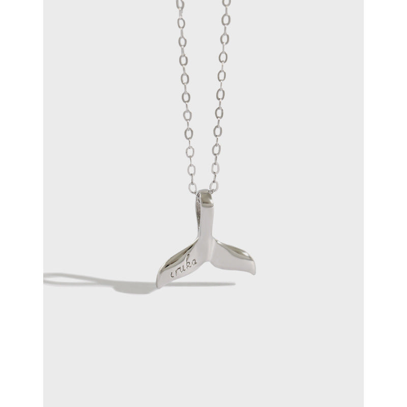 Lovcia 925 Sterling Silver Dolphin Tail Necklace 41cm Chain-Necklaces-Rhodium-Rhodium
