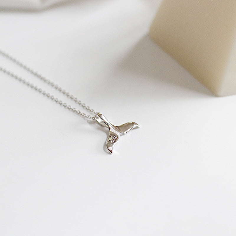 Lovcia 925 Sterling Silver Dolphin Tail Necklace 41cm Chain-Necklaces-Rhodium-Rhodium